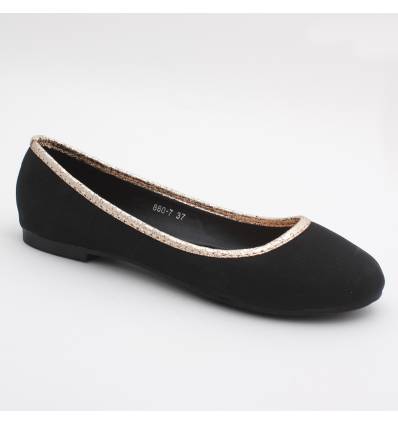 Ballerines femme simili cuir noir SYNTHIA