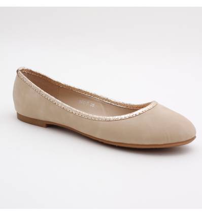 Ballerines beige à liseret doré SYNTHIA