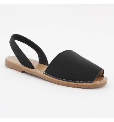 Sandales plates bout ouvert noir Minorque