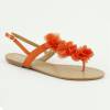 Sandales plates à fleur orange MALAGA