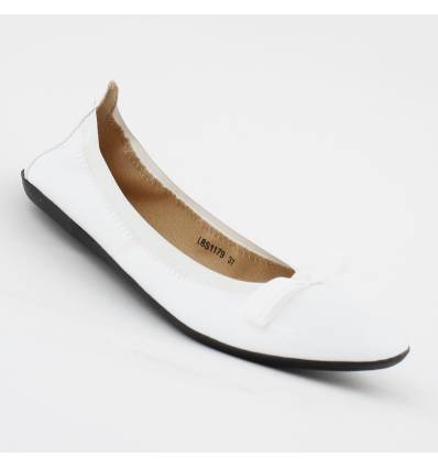 Ballerines femme simili cuir blanc verni ASTRA