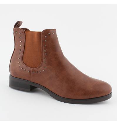 Bottines  cloutées basses simili cuir camel Shea