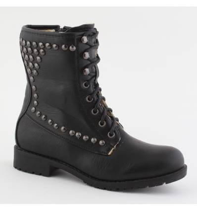 Bottines femme zip et  lacets noir Dalia