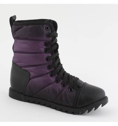 Bottines femme matelassée violet et noir NATALIA