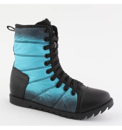 Bottines femme matelassée bleue et noire Natalia