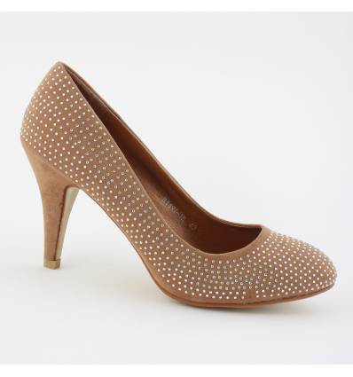 Escarpins kaki à strass RILEY