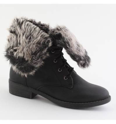 Bottines noir femme à fourrure