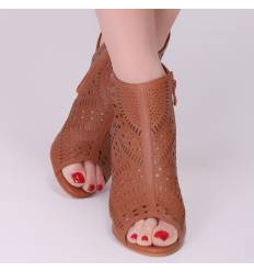 sandales camel talon carre