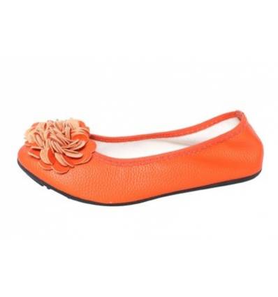 Ballerines orange femme à fleur MONCEAU