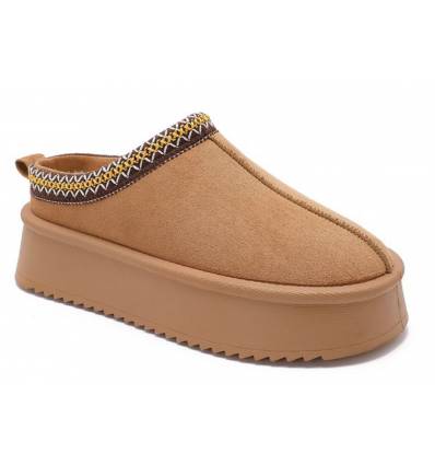 Bottines compensées peau de mouton camel Riverina