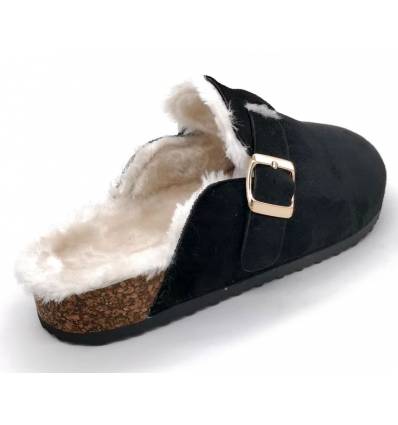 Mules noires fourrées femme Malia